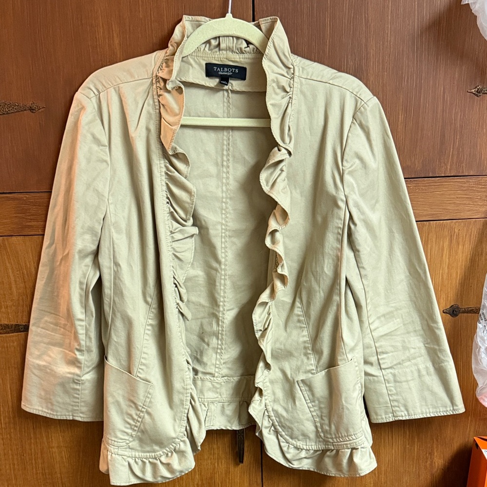 Talbots Women's Cream Ruffle Blazer